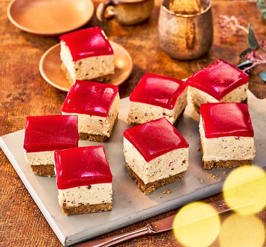 No-bake PB&J cheesecake squares