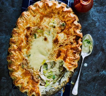 Chicken, leek & mushroom pie